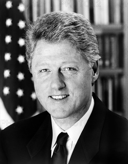 Bill Clinton, 42nd U.S. President, 1993-2001, head and shoulders portrait, official White House photograph, 1993