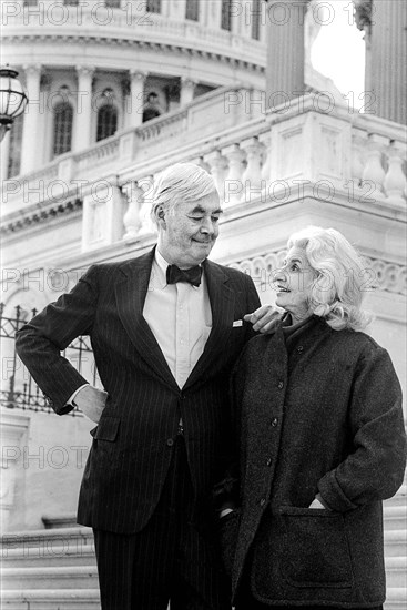 U.S. Senator Daniel Patrick Moynihan (D-New York), with his wife Liz, U.S. Capitol Building, Washington, D.C., USA, Michael Geissinger, 1987