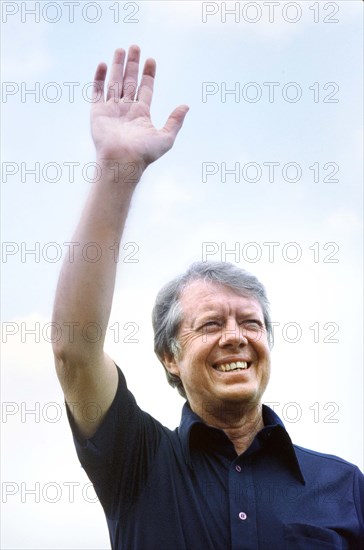 U.S. President Jimmy Carter in casual attire waving his hand, Bernard Gotfryd, between 1977 and 1981