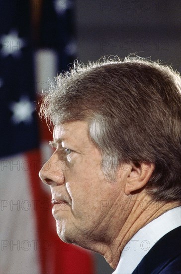 U.S. President Jimmy Carter, head and shoulders profile portrait, Washington D.C., USA, Bernard Gotfryd, between 1977 and 1981