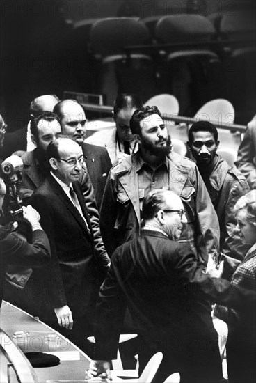 Fidel Castro, president of Cuba, at a meeting of the United Nations General Assembly, New York City, New York, USA, Warren K. Leffler, U.S. News & World Report Magazine Photograph Collection, September 22, 1960