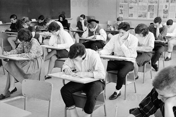 U.S. High School students taking college board exams, Warren K. Leffler, U.S. News & World Report Magazine Photograph Collection, March 1964