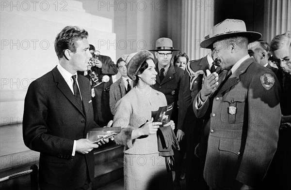 Princess Margaret and Antony Armstrong-Jones, 1st Earl of Snowdon, visiting Lincoln Memorial, Washington, D.C., USA, Marion S. Trikosko, U.S. News & World Report Magazine Photograph Collection, November 16, 1965