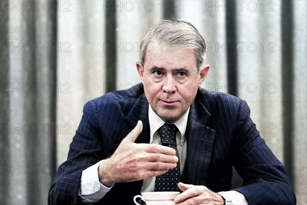 U.S. Secretary of State Cyrus Vance, half-length portrait, seated, facing front, during an interview, Washington, D.C., USA, Thomas J. O'Halloran, U.S. News & World Report Magazine Photograph Collection, October 19, 1977