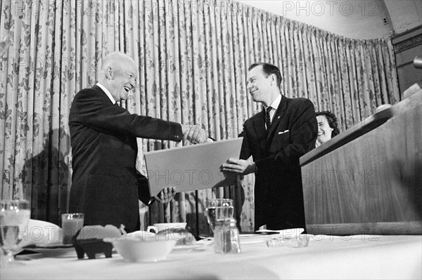 U.S. President Dwight D. Eisenhower shaking hands with member of Young Republicans at event, Willard Hotel, Washington, D.C., USA, Warren K. Leffler, U.S. News & World Report Magazine Photograph Collection, January 20, 1960