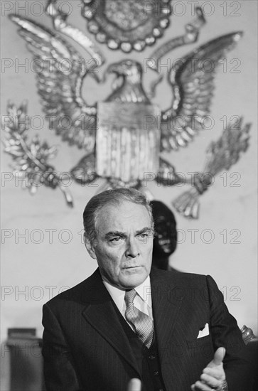 U.S. Secretary of State Alexander Haig, half-length portrait, seated, facing front, during an interview, Washington, D.C., USA, Thomas J. O'Halloran, U.S. News & World Report Magazine Photograph Collection, January 19, 1982