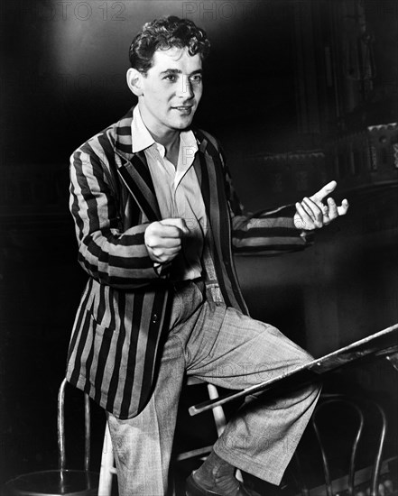 Leonard Bernstein, young conductor & musical director of New York City Symphony, New York City, New York, USA, Fred Palumbo, New York World-Telegram and the Sun Newspaper Photograph Collection, 1945