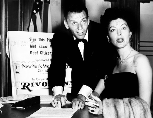 Frank Sinatra and Ava Gardner signing a pledge as good citizens, Herman Hiller, New York World-Telegram and the Sun Newspaper Photograph Collection, September 19, 1952