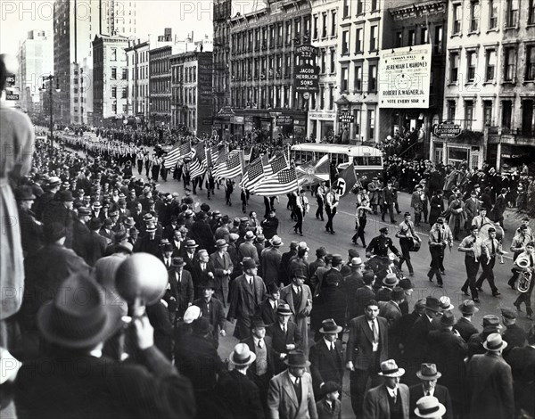 German American Bund parade, East 86th Street, New York City, New York, USA, New York World-Telegram and the Sun Newspaper Photograph Collection, October 30, 1937