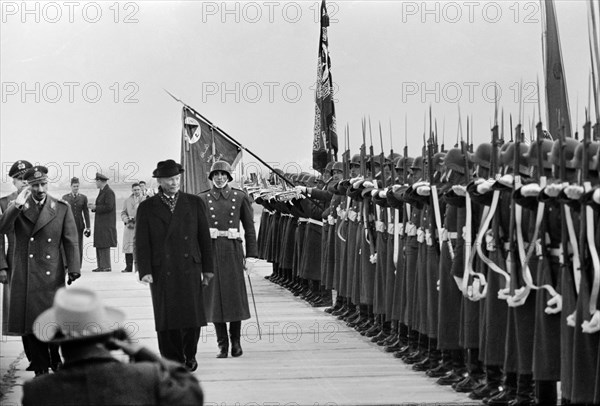 U.S. President Dwight Eisenhower, reviewing Afghan troops with King Zahir Shah to his left, Kabul, Afghanistan, Thomas J. O'Halloran, U.S. News & World Report Magazine Photograph Collection, December 1959