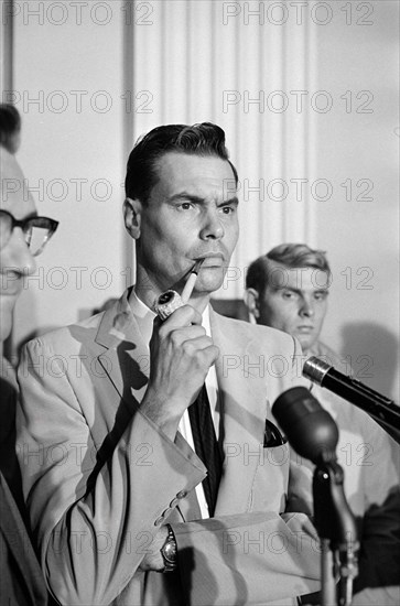 American Neo-Nazi politician George Lincoln Rockwell, at hearing of House Un-American Activities Committee, Washington, D.C., USA, Warren K. Leffler, U.S. News & World Report Magazine Photograph Collection, September 13, 1963