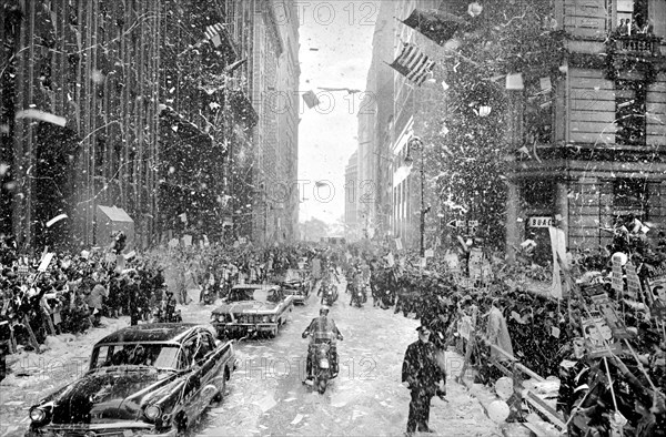 Ticker tape parade on Broadway during Republican rally for Republican U.S. presidential candidate Richard Nixon, New York City, New York, USA, Marion K. Trikosko, U.S. News & World Report Magazine Photograph Collection, November 2, 1960