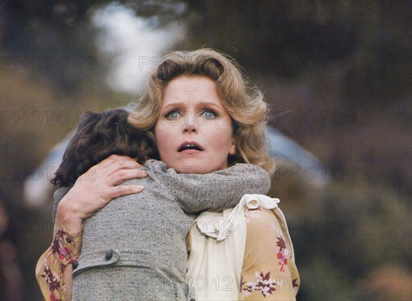 Lee Remick, Harvey Spencer Stephens, on-set of the film, "The Omen", 20th Century-Fox, 1976