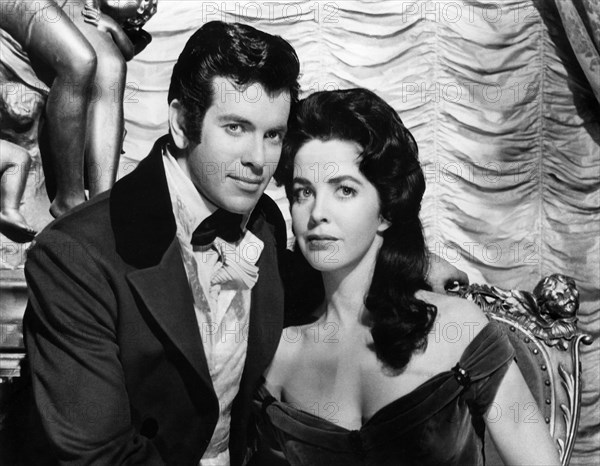 Mark Damon, Myrna Fahey, on-set of the film, "House Of Usher", American International Pictures, 1960