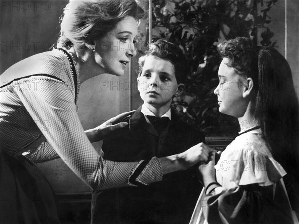 Deborah Kerr, Martin Stephens, Pamela Franklin, on-set of the film, "The Innocents", 20th Century-Fox, 1961