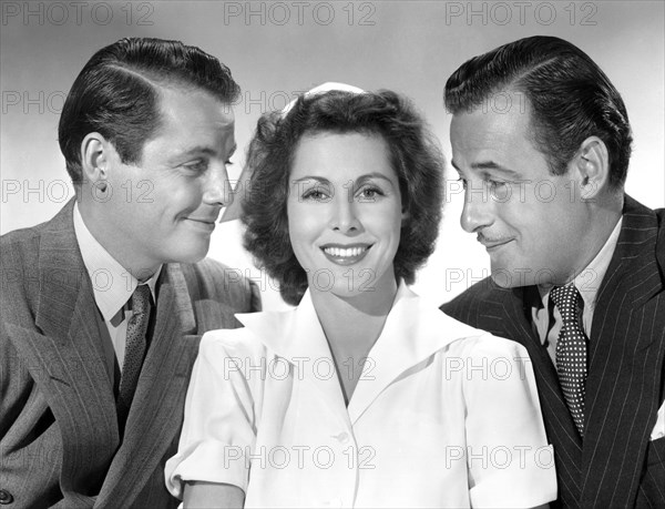 James Ellison, Frances Dee, Tom Conway, on-set of the film, "I Walked With A Zombie", RKO Radio Pictures, 1943