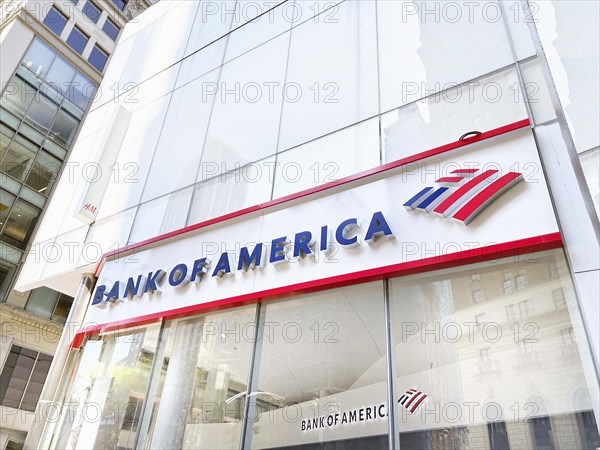 Bank of America branch office, exterior view, New York City, New York, USA