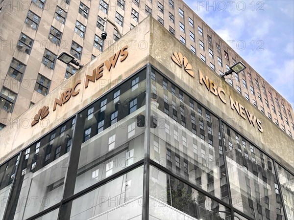 NBC News, building exterior, low angle view, Rockefeller Center, New York City, New York, USA