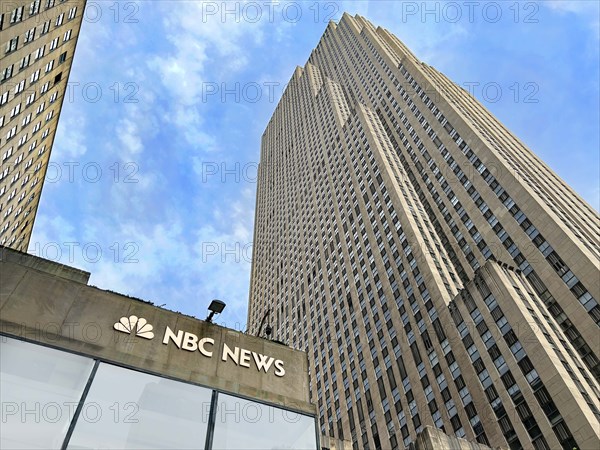 NBC News, building exterior, low angle view, Rockefeller Center, New York City, New York, USA