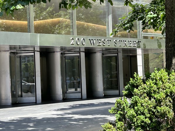 Goldman Sachs Global Headquarters, building entrance, 200 West Street, New York City, New York, USA