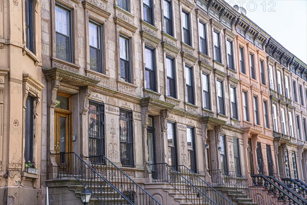 Row of brownstone houses, MacDonough Street, Bedford-Stuyvesant, Brooklyn, New York City, New York, USA