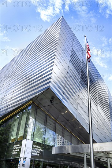 National September 11 Memorial Museum, low angle view of building exterior, World Trade Center, New York City, New York, USA