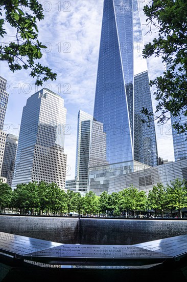 National September 11 Memorial, Brookfield Place, One World Trade Center, World Trade Center, New York City, New York, USA