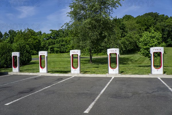 Tesla electric vehicle charging stations, Connecticut, USA