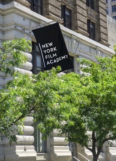 New York Film Academy, building exterior with hanging banner, New York City, New York, USA