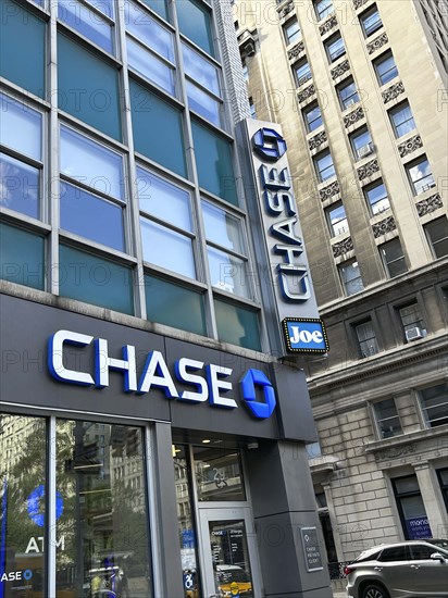 Chase retail bank office, building exterior, New York City, New York, USA