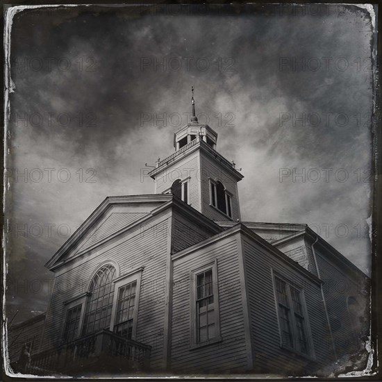 Low angle view of Town Hall with dramatic sky