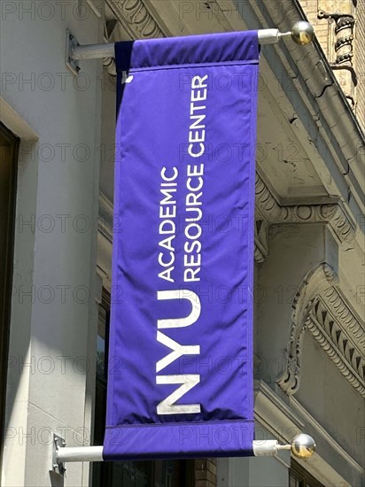 NYU Academic Resource Center, building exterior banner, New York University, Greenwich Village, New York City, New York, USA