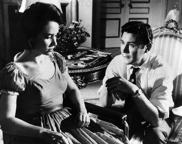 Susan Strasberg, Ronald Lewis, on-set of the British film, "Taste Of Fear", U.S. title: "Scream Of Fear", Columbia Pictures, 1961