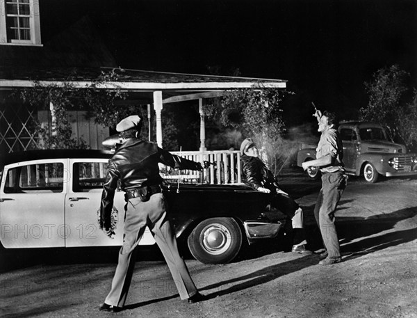 Charles Horvath (far right), on-set of the film, "The Thing That Couldn't Die", Universal Pictures, 1958