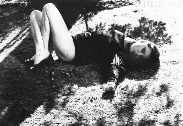 Brigitte Skay, on-set of the Italian film, "A Bay Of Blood", original title: "Ecologia del delitto", aka "Twitch Of The Death Nerve", "Carnage", Blood Bath", Nuova Linea Cinematografica, 1971