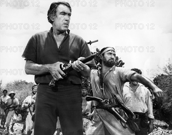 Anthony Quinn, on-set of the western film, "Guns For San Sebastian", French title", "La Bataille de San Sebastian", MGM, 1968