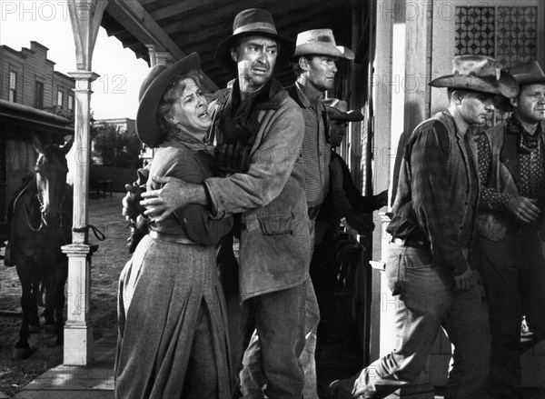 Natalie Masters, James Griffith, on-set of the western film, "A Big Hand For The Little Lady", Warner Bros., 1966