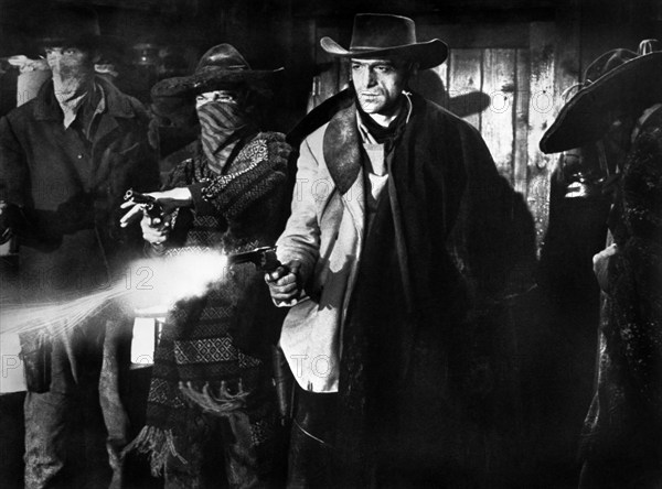 Anthony Dawson, Jose Torres, Luigi Pistilli (unmasked), Angelo Susani, on-set of the Italian spaghetti western film, "Death Rides A Horse", Italian title: "Da uomo a uomo", United Artists, 1967