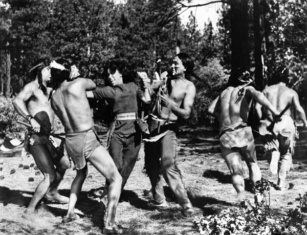 Rita Moreno, on-set of the western film, "The Deerslayer", 20th Century-Fox, 1957