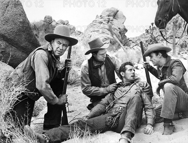 Ben Cooper, on-set of the western film, "Duel At Apache Wells", Republic Pictures, 1957