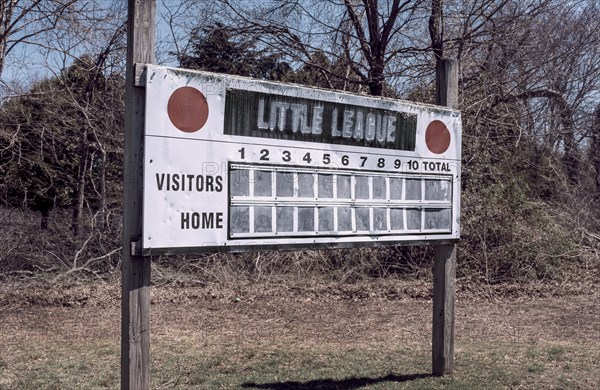 Old-fashioned little league baseball scoreboard