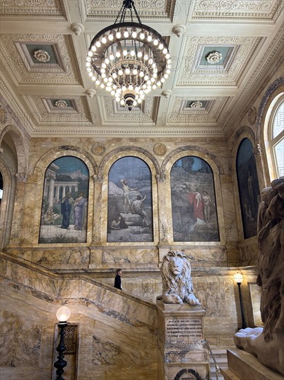 Chavannes Gallery with murals by Pierre Puvis de Chavannes, Boston Public Library, McKim Building, Boston, Massachusetts, USA