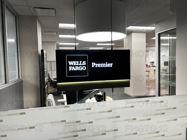 Wells Fargo Bank, interior view of cubicle office, New York City, New York, USA