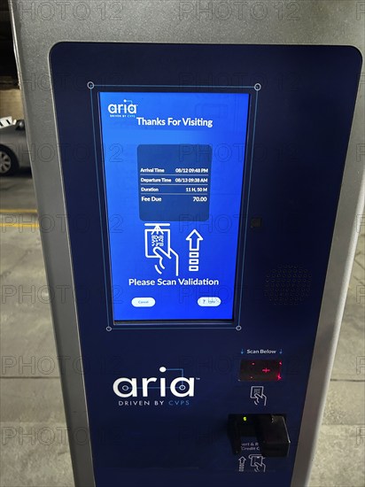 Aria self-pay parking kiosk, Courtyard Brookline Boston, Marriott Hotel, Brookline, Massachusetts, USA