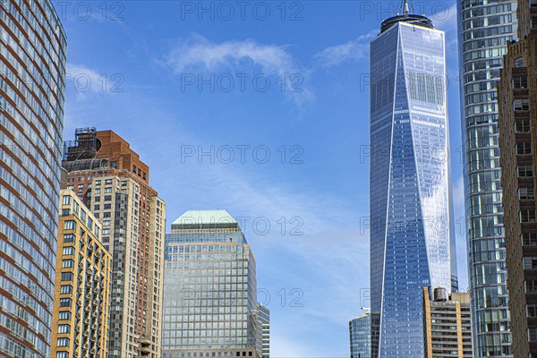 Cityscape featuring One World Trade Center, Financial District, New York City, New York, USA