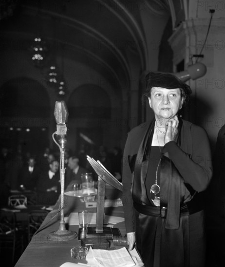 U.S. Secretary of Labor Frances Perkins shortly before her address to the Conference of Industry and Labor, Washington, D.C., USA, Harris & Ewing, December 11, 1936