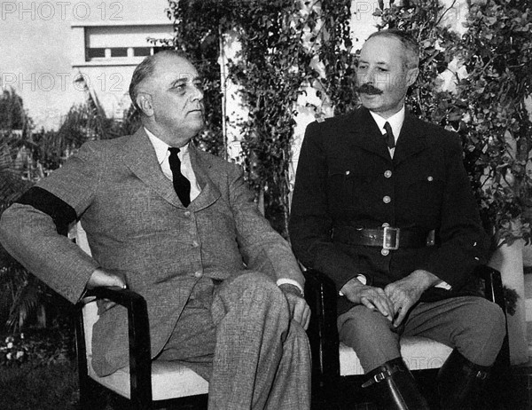 U.S. President Franklin D. Roosevelt with French General Henri Giraud at Casablanca Conference, Casablanca,  Morocco, Franklin D. Roosevelt Presidential Library & Museum, January 19, 1943