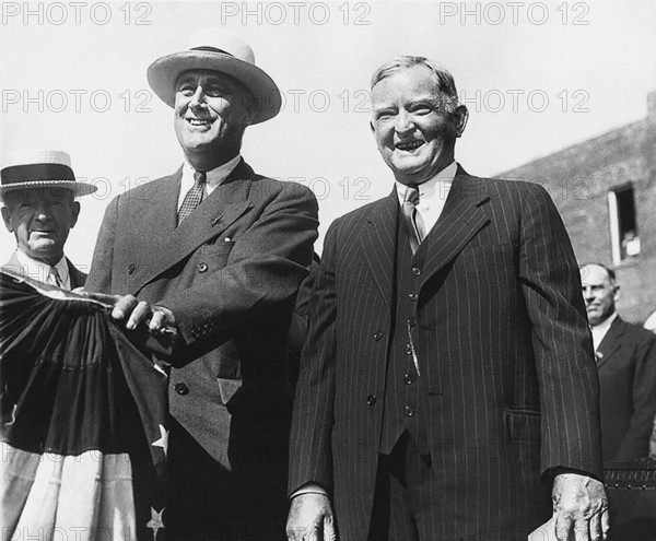 New York Governor Franklin D. Roosevelt, with John Nance Garner, campaigning for U.S. President, Peekskill, New York, USA, Franklin D. Roosevelt Presidential Library & Museum, August 14, 1932