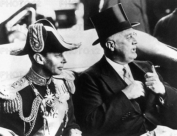 U.S. President Franklin D. Roosevelt and King George VI as they drive from Union Station to White House, Washington, D.C., USA, Franklin D. Roosevelt Presidential Library & Museum, June 8, 1939