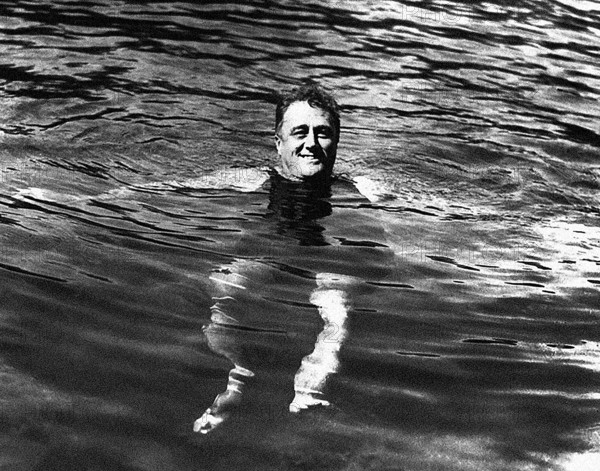 New York Governor Franklin D. Roosevelt swimming in pool, Warm Springs, Georgia, USA, Franklin D. Roosevelt Presidential Library & Museum, 1929